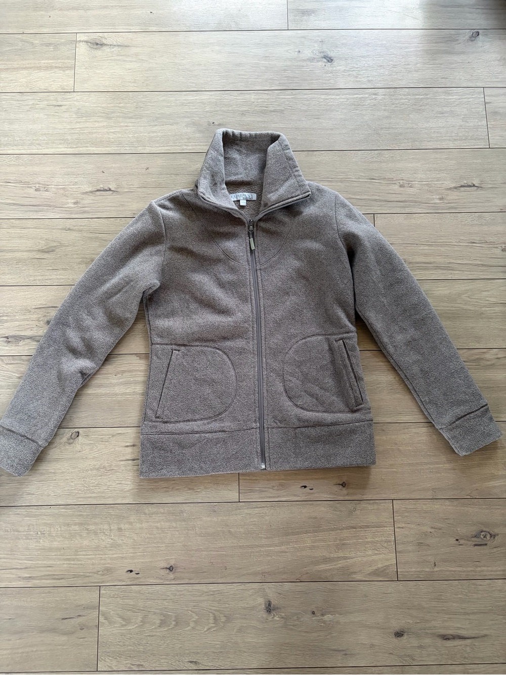 Ellen Tracy Taupe Teddy Zip-Front Jacket